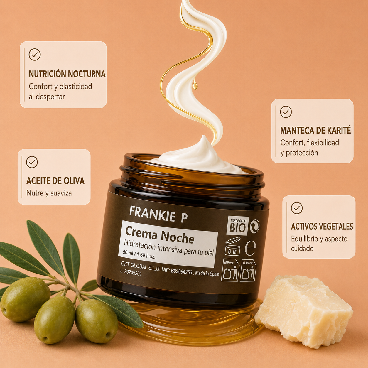 Crema Noche BIO FRANKIE P - nutrición y activos