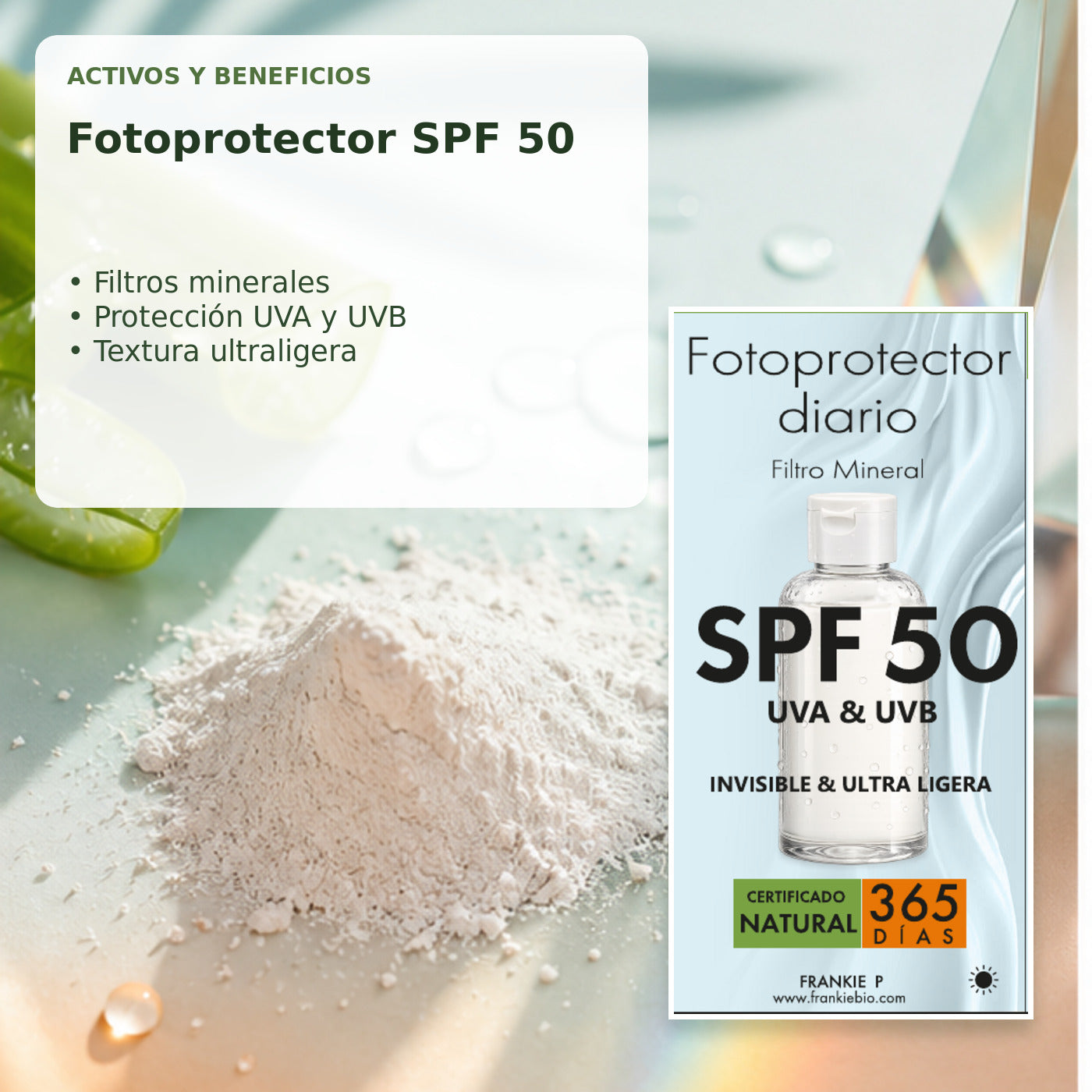 Fotoprotector Mineral BIO SPF 50 - 50 ml - activos y beneficios