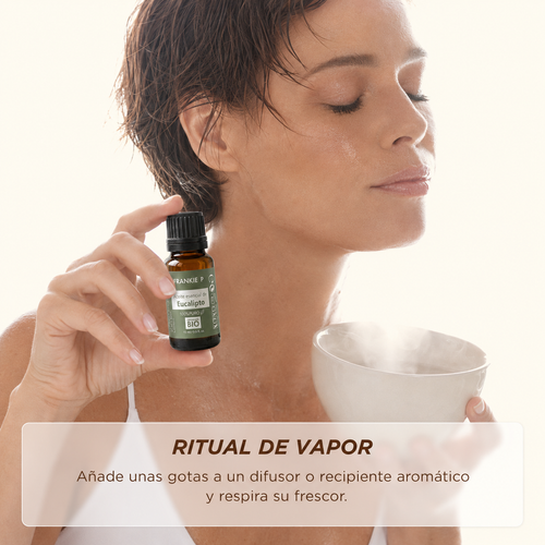 Aceite esencial de Eucalipto BIO FRANKIE P 15 ml en ritual de vapor
