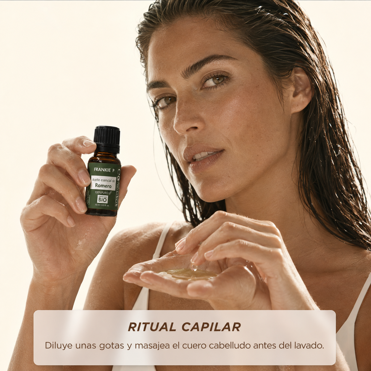 Aceite esencial de Romero BIO FRANKIE P 15 ml en ritual capilar diluido