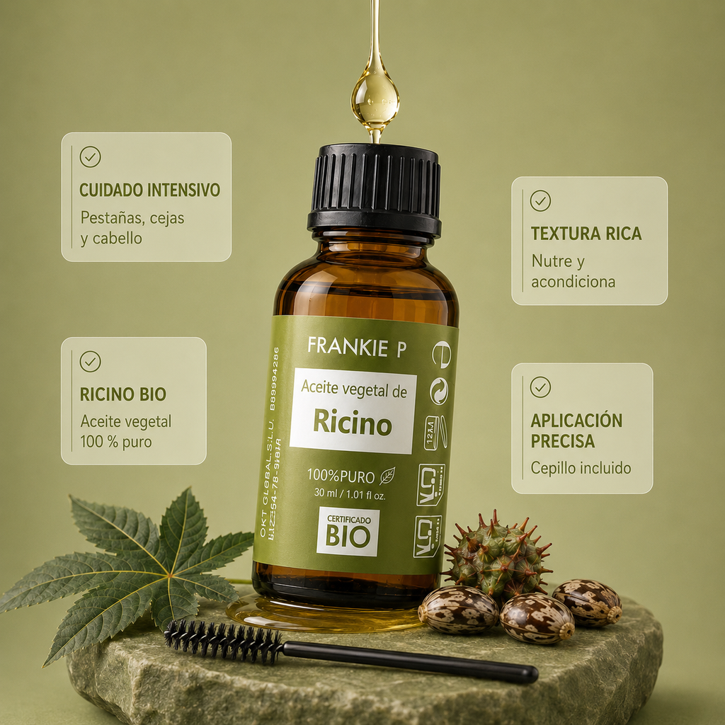 Aceite de Ricino BIO FRANKIE P con cepillo - beneficios y aplicación