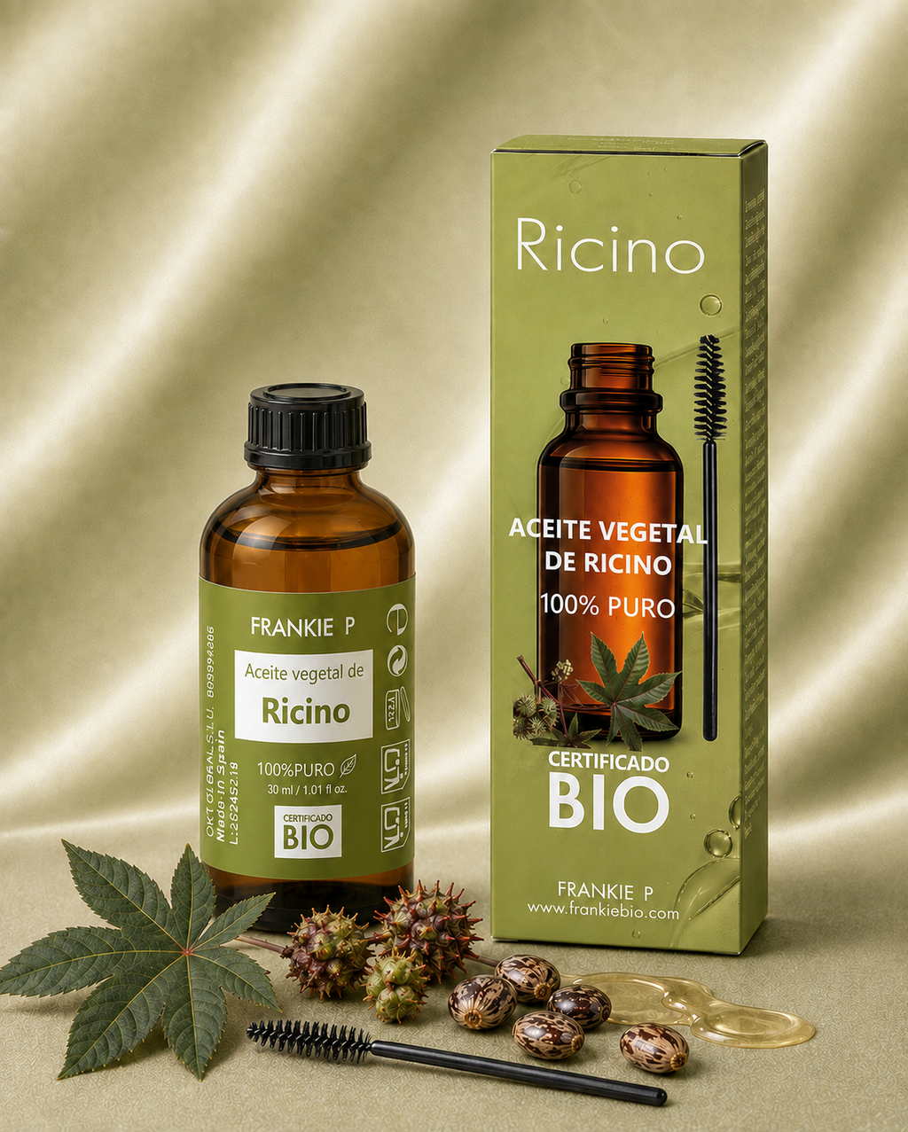 Aceite de Ricino BIO con Cepillo FRANKIE P con caja